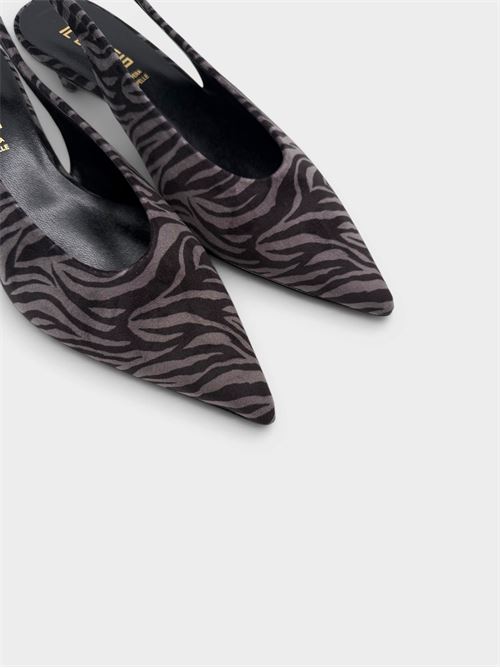 Slingback zebrata grigia con tacco IL LACCIO | E301ZEBRAGRIGIO